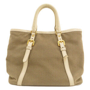 Prada leather Jacquard 2Way Bag white tan Logo canvas
